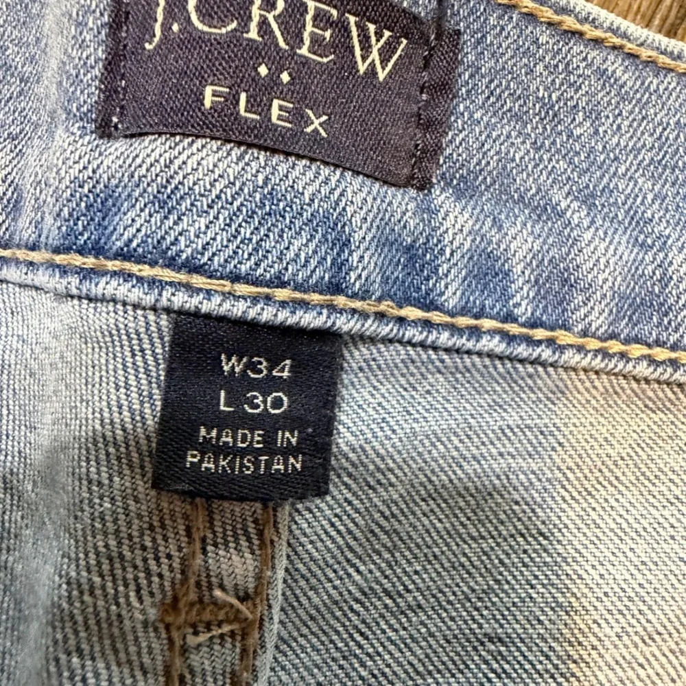 J.Crew Flex Mens Straight Leg Jeans 34x30 Light Wash Blue Stretch Denim Pants
